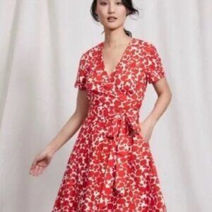 Boden Lara Wrap Dress - Red Floral - Size 10 US